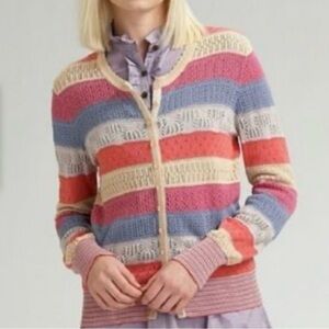 Marc By Marc Jacobs Pastel Striped Cardigan / Sweater  XS Cottagecore Knit